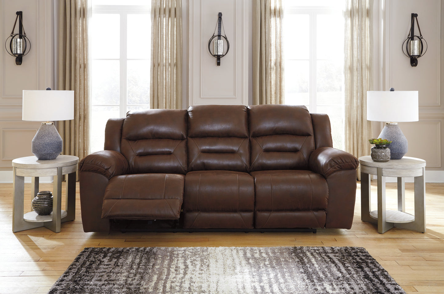 The Furniture Outlets - Ashley Furniture - Stoneland Living Room - Reclining Sofa / Chocolate - 3990488