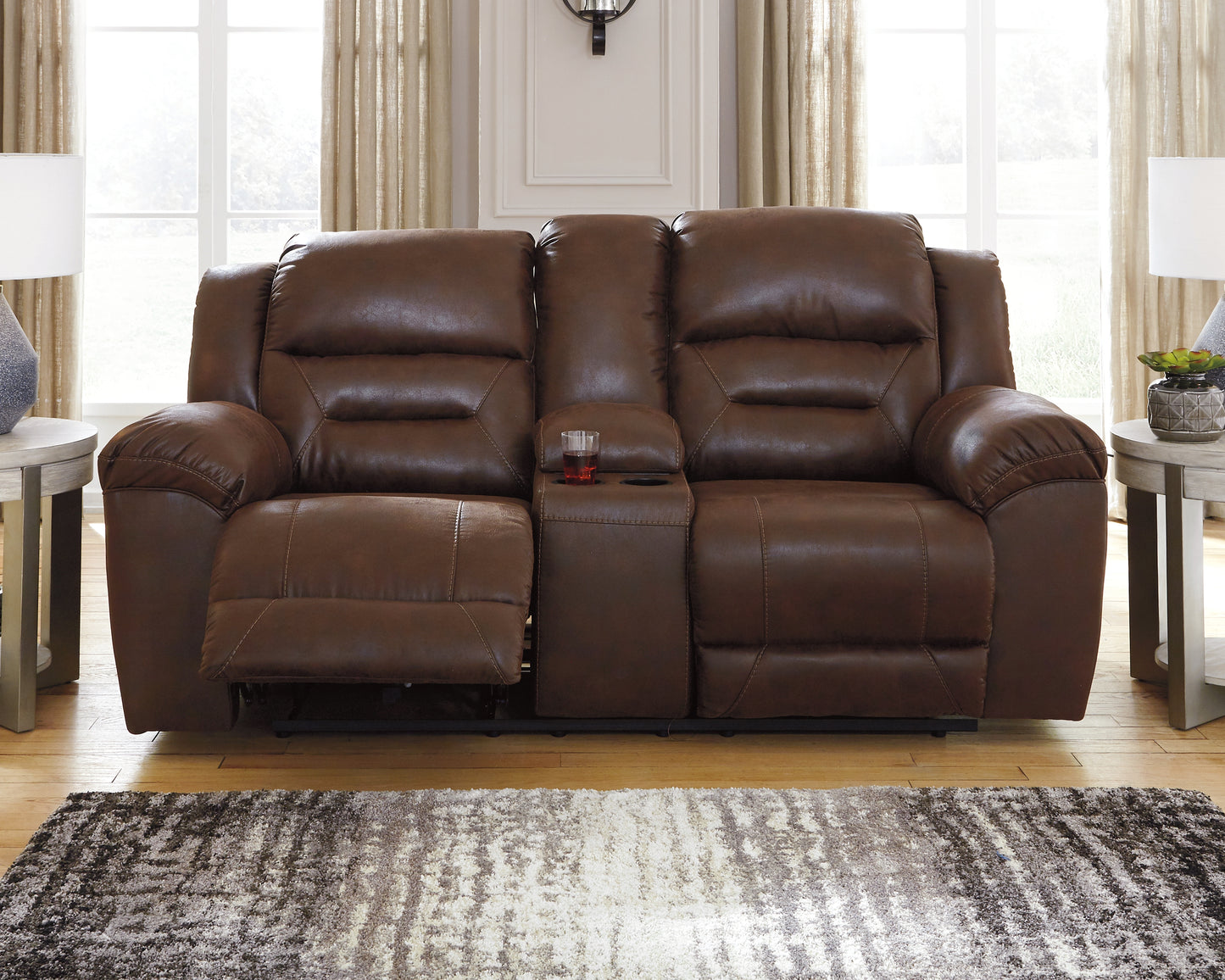 The Furniture Outlets - Ashley Furniture - Stoneland Living Room - Reclining Sofa / Chocolate - 3990488
