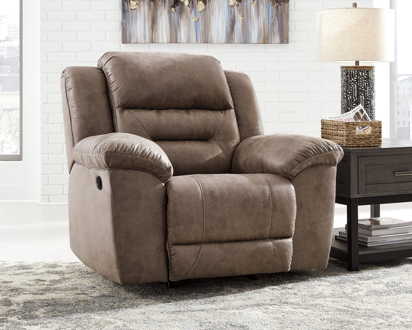 The Furniture Outlets - Ashley Furniture - Stoneland Living Room - Rocker Recliner / Fossil - 3990525