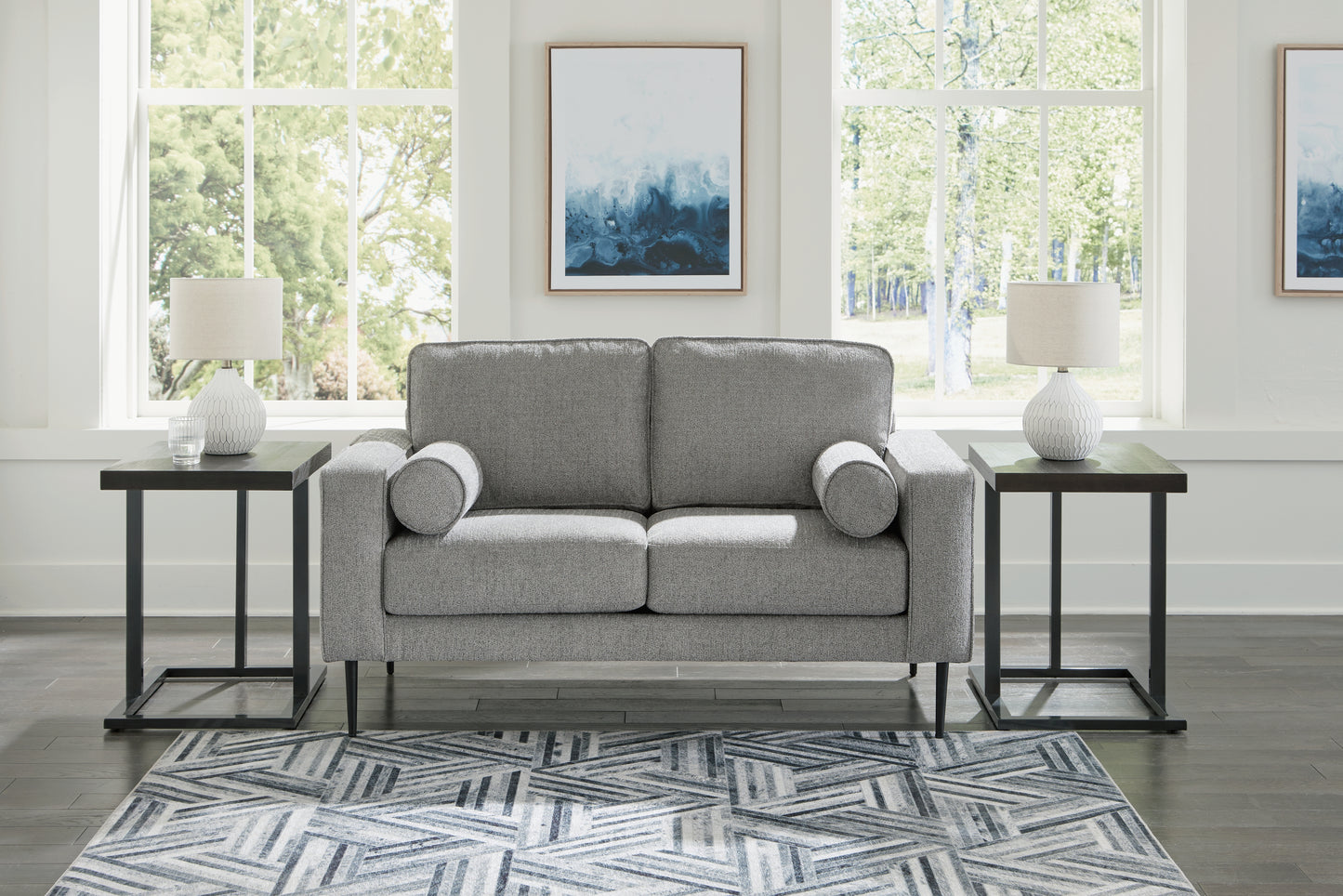 The Furniture Outlets - Ashley Furniture - Hazela Living Room - Loveseat / Charcoal - 4110235