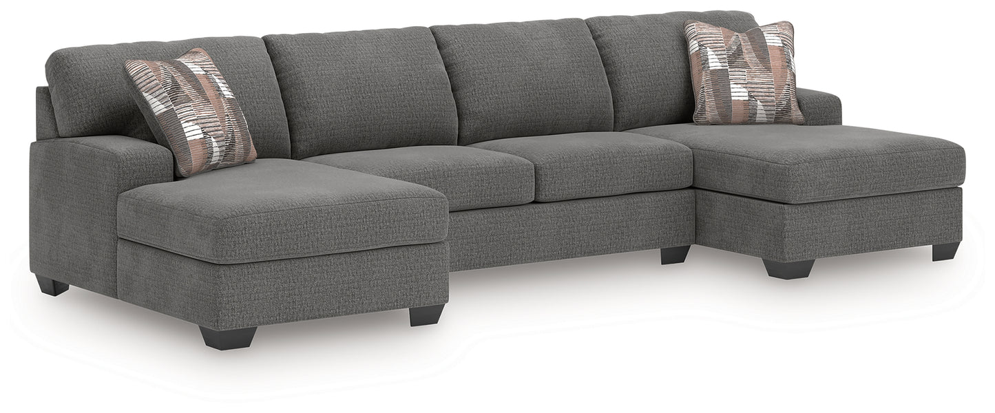 The Furniture Outlets - Ashley Furniture - Newellen Sectional - RAF 3-Piece Sectional with Double Chaise / Greystone - 48405S3