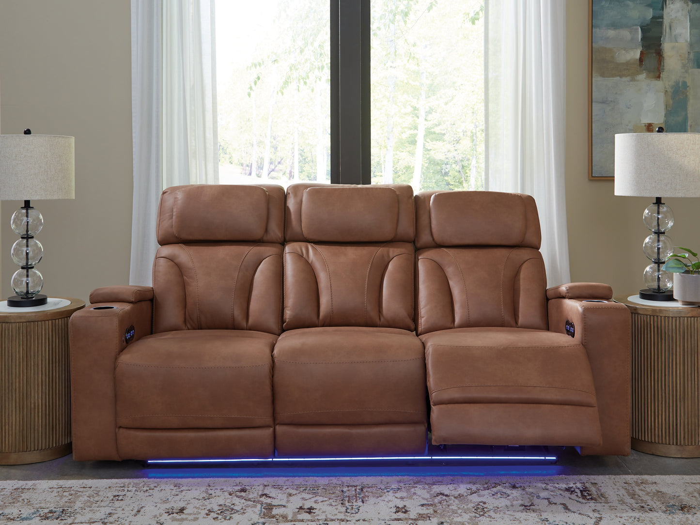 The Furniture Outlets - Ashley Furniture - Clean-Slate Living Room - PWR REC Sofa with ADJ Headrest / Caramel - PC5010115