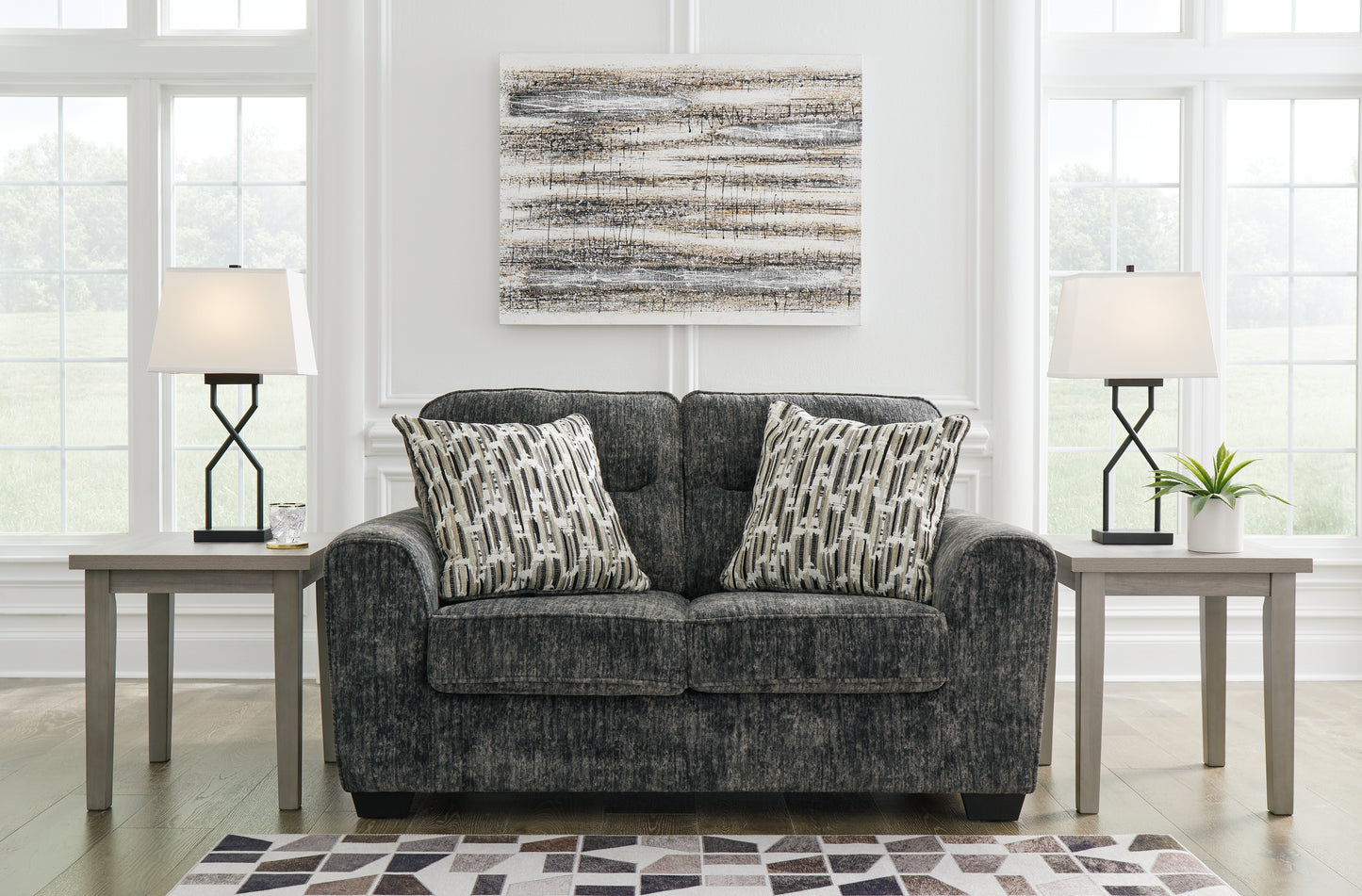 The Furniture Outlets - Ashley Furniture - Lonoke Living Room - Loveseat / Gunmetal - 5050435