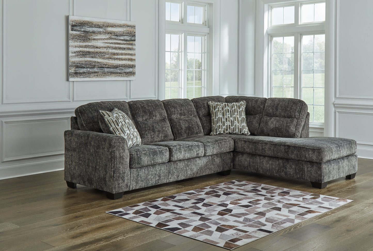 The Furniture Outlets - Ashley Furniture - Lonoke Sectional - LAF 2-Piece Sectional with Chaise / Gunmetal - 50504S2