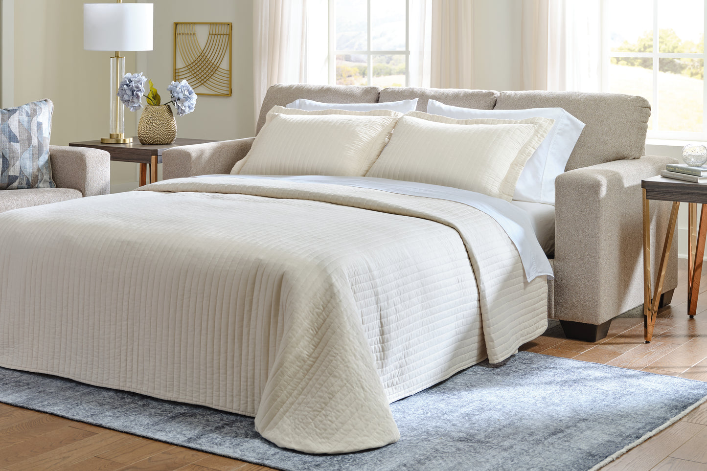 The Furniture Outlets - Ashley Furniture - Deltona Living Room - Queen Sofa Sleeper / Parchment - 5120439