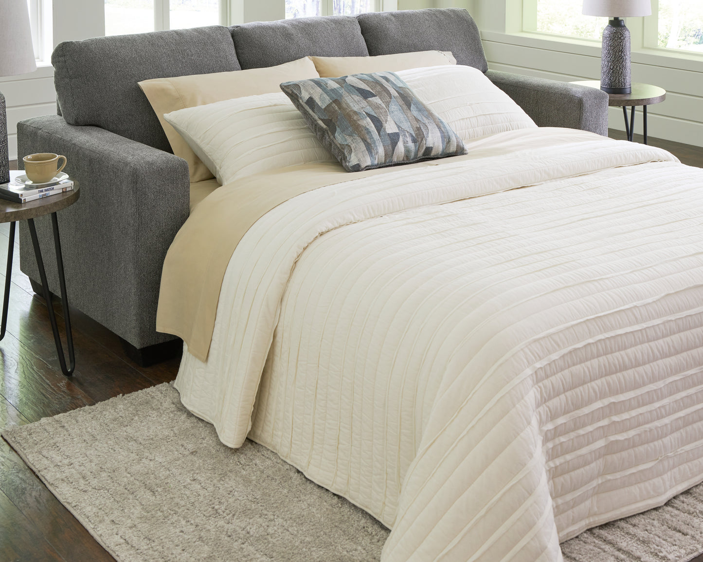 The Furniture Outlets - Ashley Furniture - Deltona Living Room - Queen Sofa Sleeper / Graphite - 5120539