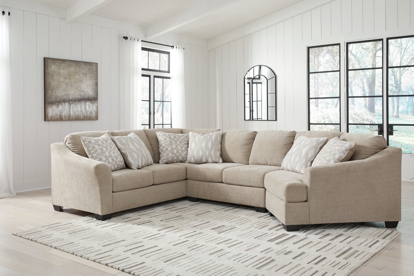 The Furniture Outlets - Ashley Furniture - Brogan Bay Sectional - LAF 3-Piece Sectional with Cuddler / Cork - 52705S1