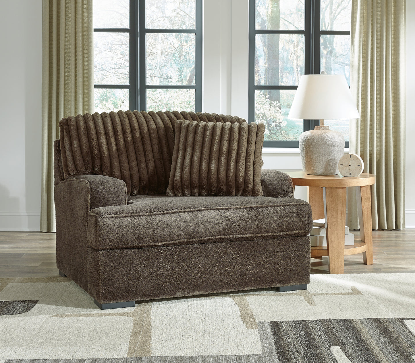 The Furniture Outlets - Ashley Furniture - Aylesworth Living Room - Chair and a Half / Chocolate - 5370223