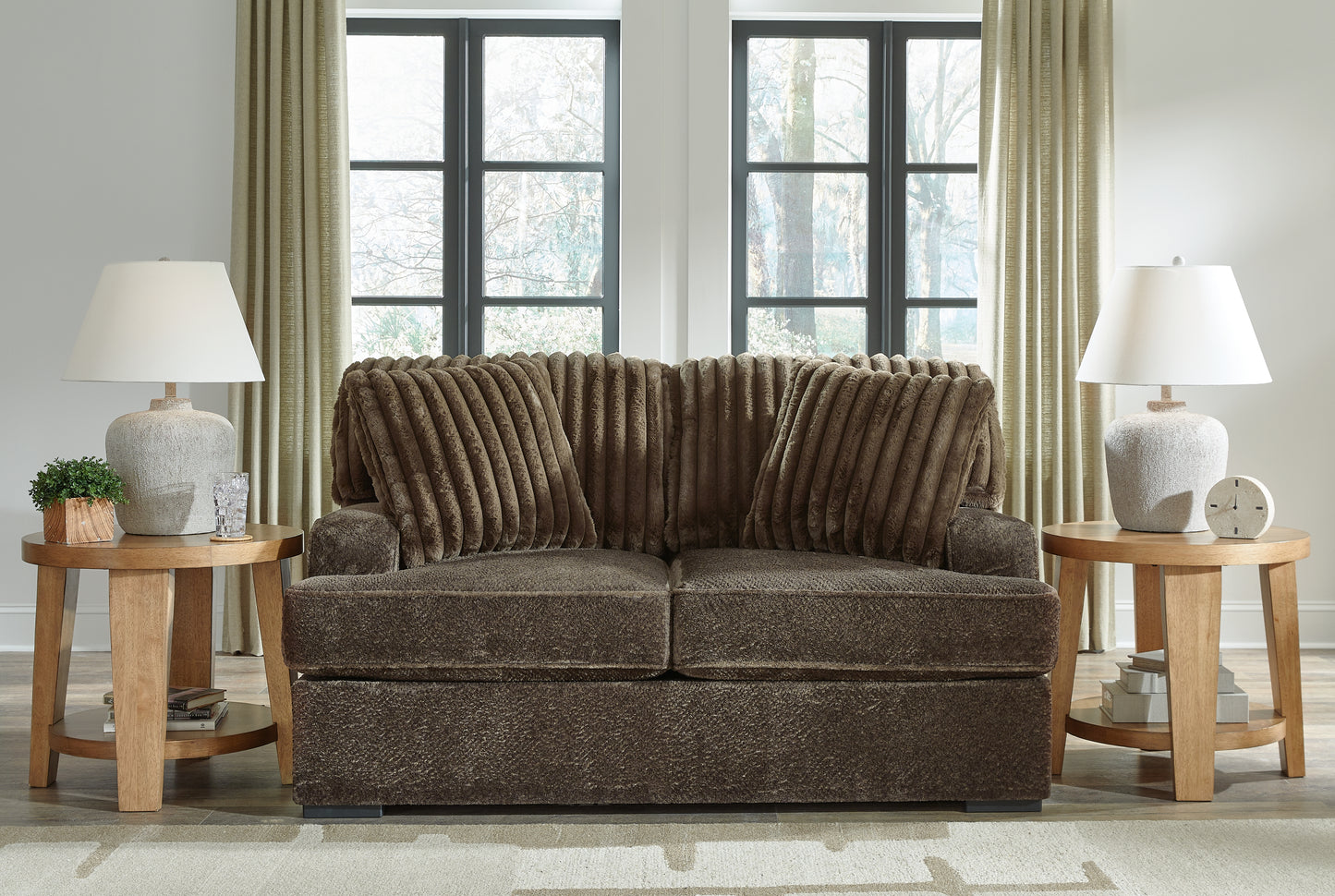 The Furniture Outlets - Ashley Furniture - Aylesworth Living Room - Loveseat / Chocolate - 5370235