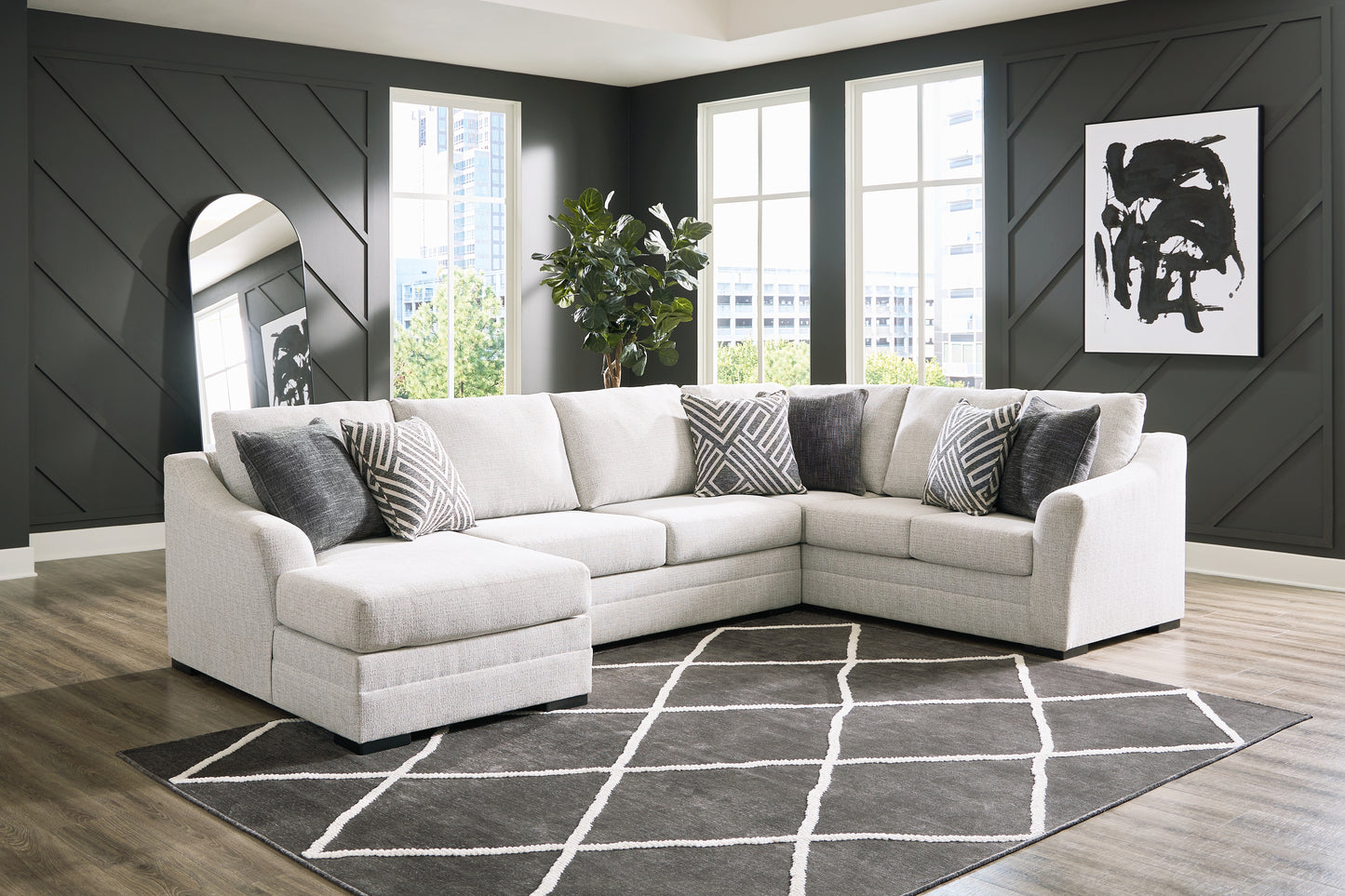 The Furniture Outlets - Ashley Furniture - Koralynn Sectional - RAF 3-Piece Sectional with Chaise / Stone - 54102S1