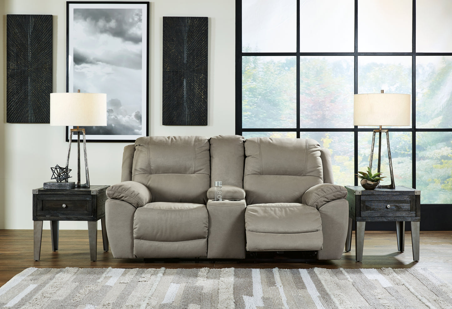 The Furniture Outlets - Ashley Furniture - Next-Gen Gaucho Living Room - DBL Rec Loveseat w/Console / Putty - 5420394