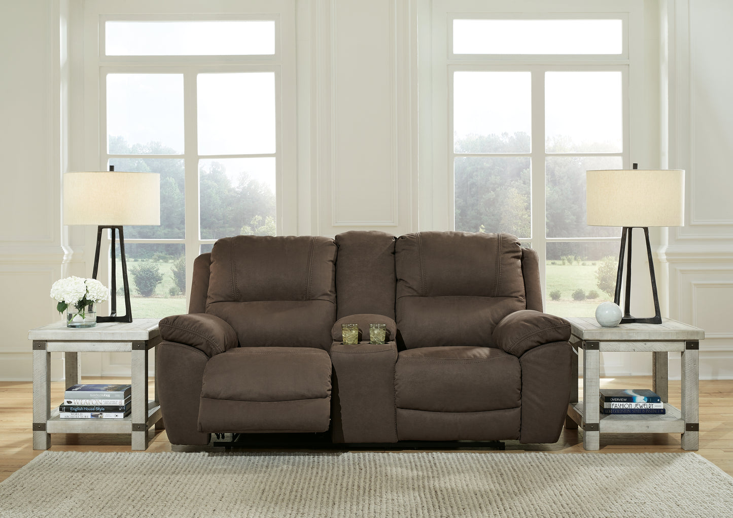 The Furniture Outlets - Ashley Furniture - Next-Gen Gaucho Living Room - DBL Rec Loveseat w/Console / Espresso - 5420494