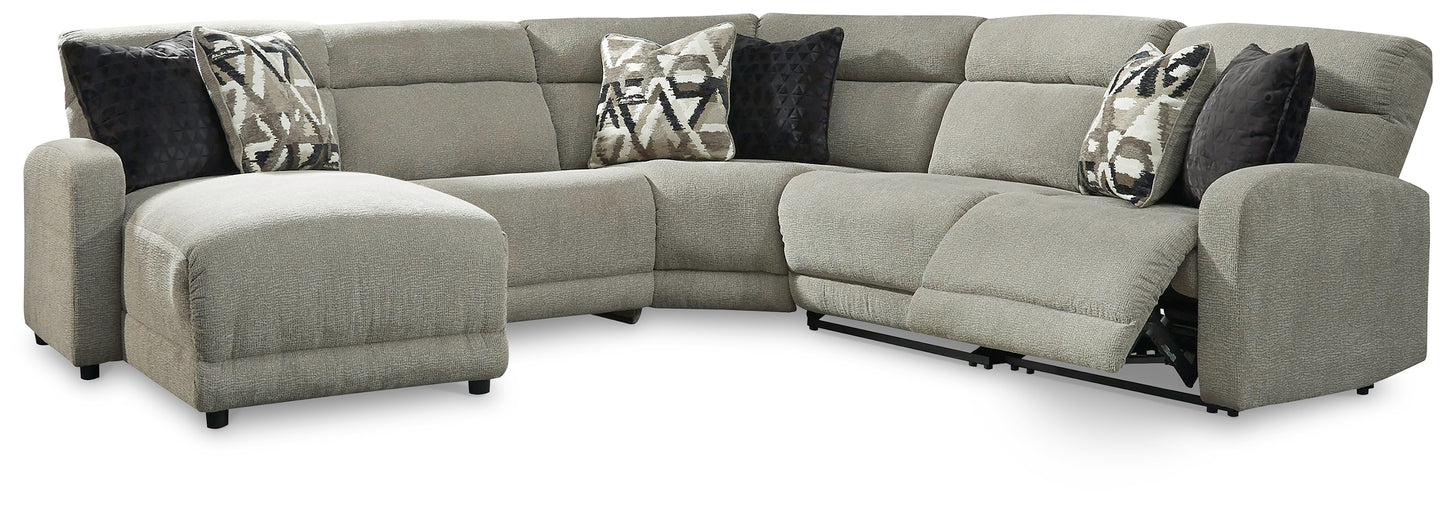 The Furniture Outlets - Ashley Furniture - Colleyville Sectional - 5-Piece Power Reclining Sectional with Chaise / Stone - 54405S11