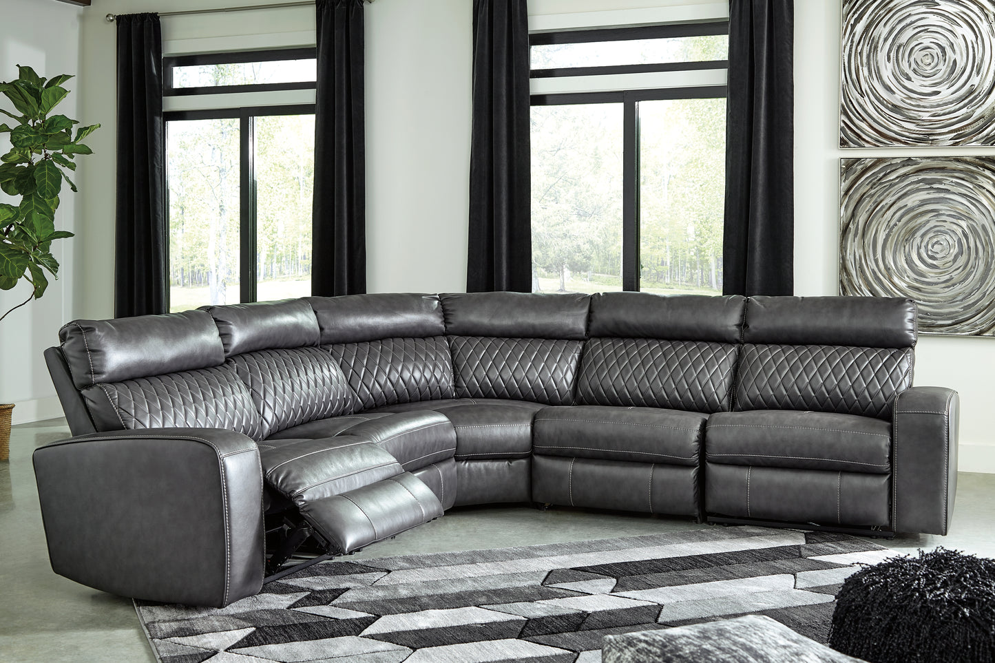The Furniture Outlets - Ashley Furniture - Samperstone Sectional - 2-Piece Power Reclining Sectional Loveseat / Gray - 55203S5