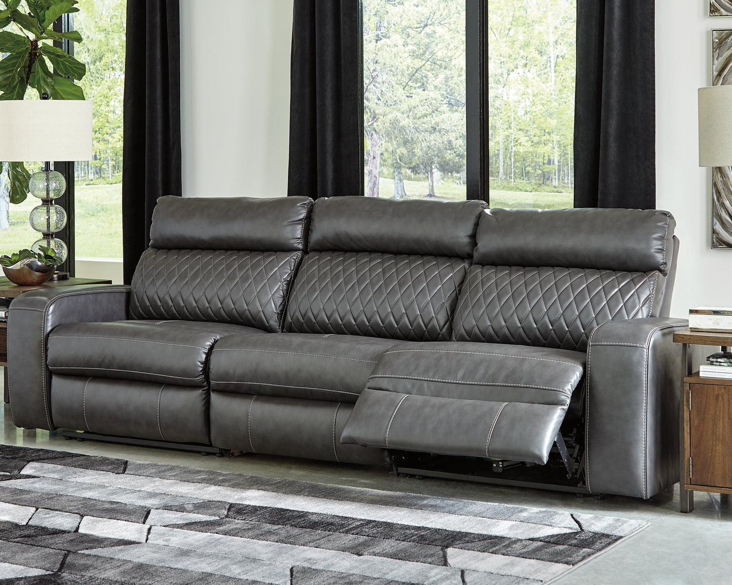 The Furniture Outlets - Ashley Furniture - Samperstone Sectional - 3-Piece Power Reclining Sectional Sofa / Gray - 55203S4