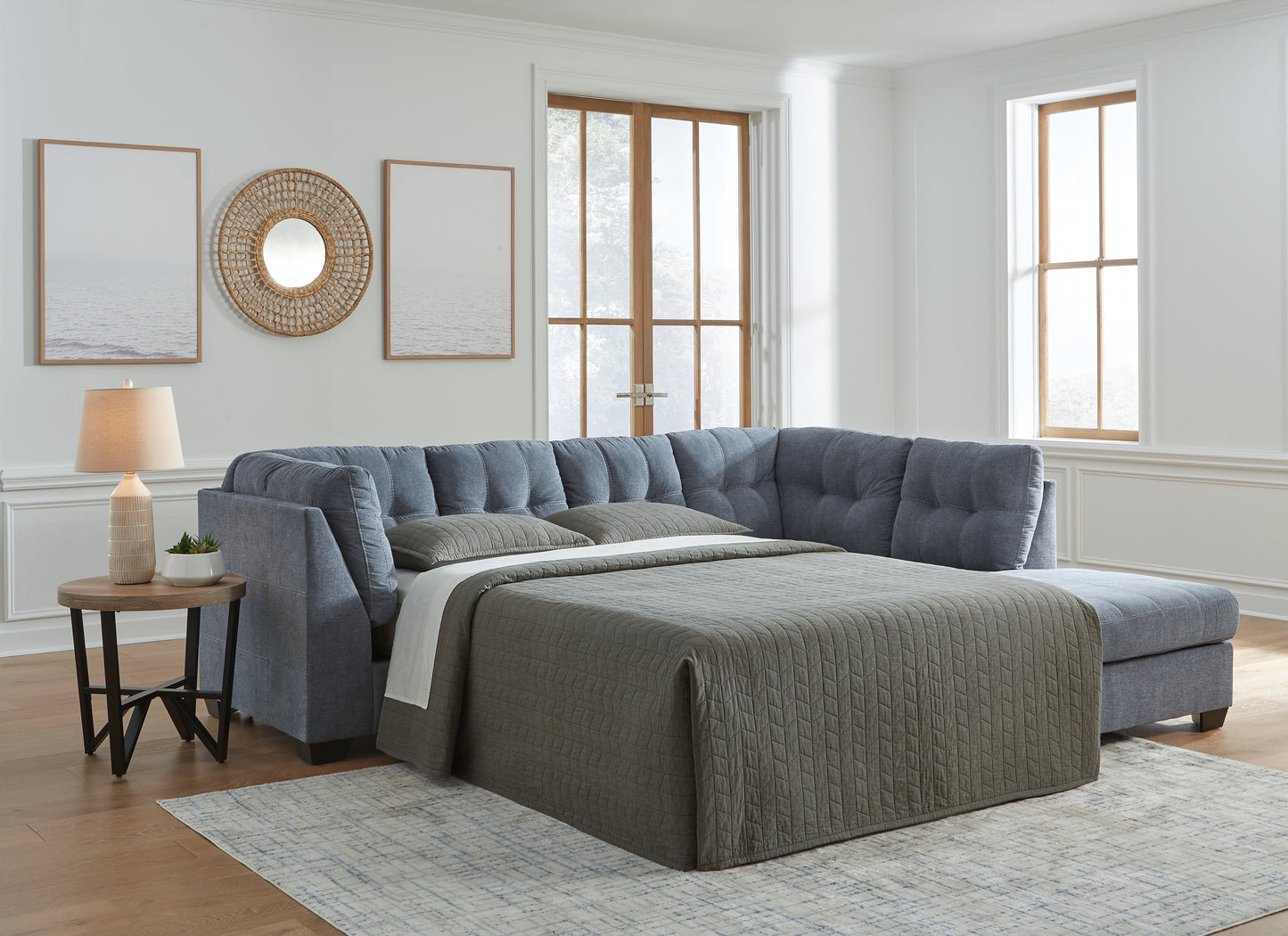 The Furniture Outlets - Ashley Furniture - Marleton Sectional - 2-Piece Sleeper Sectional with Chaise / Denim - 55303S4