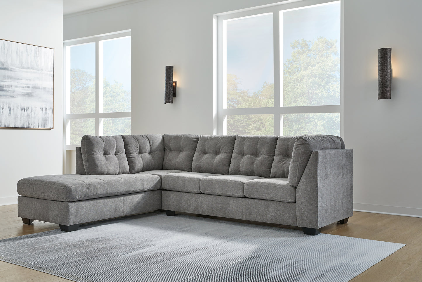 The Furniture Outlets - Ashley Furniture - Marleton Sectional - RAF 2-Piece Sectional with Chaise / Gray - 55305S1