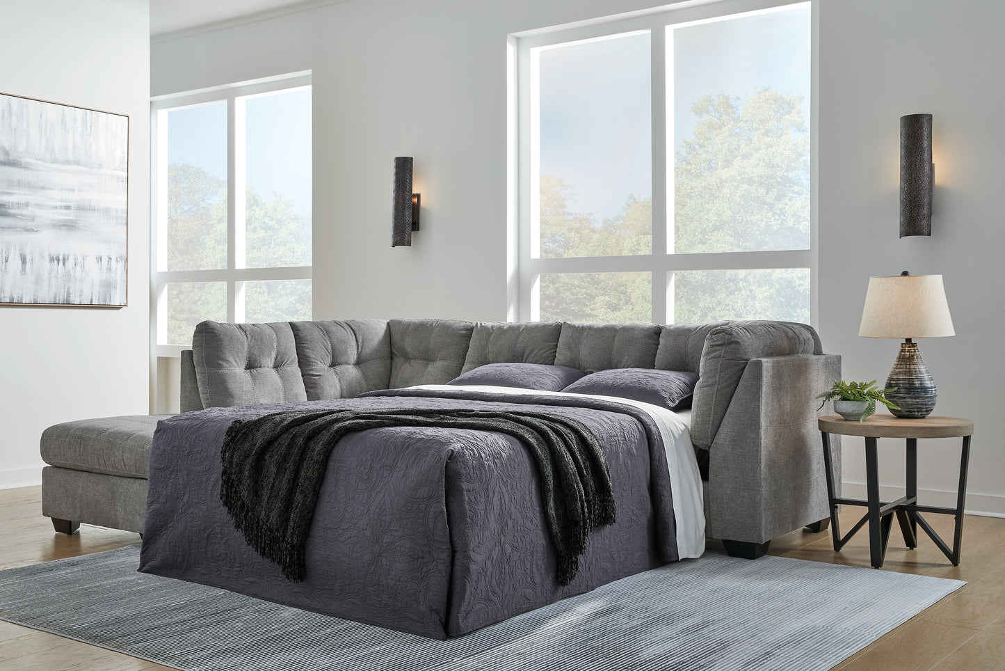 The Furniture Outlets - Ashley Furniture - Marleton Sectional - RAF 2-Piece Sleeper Sectional with Chaise / Gray - 55305S3