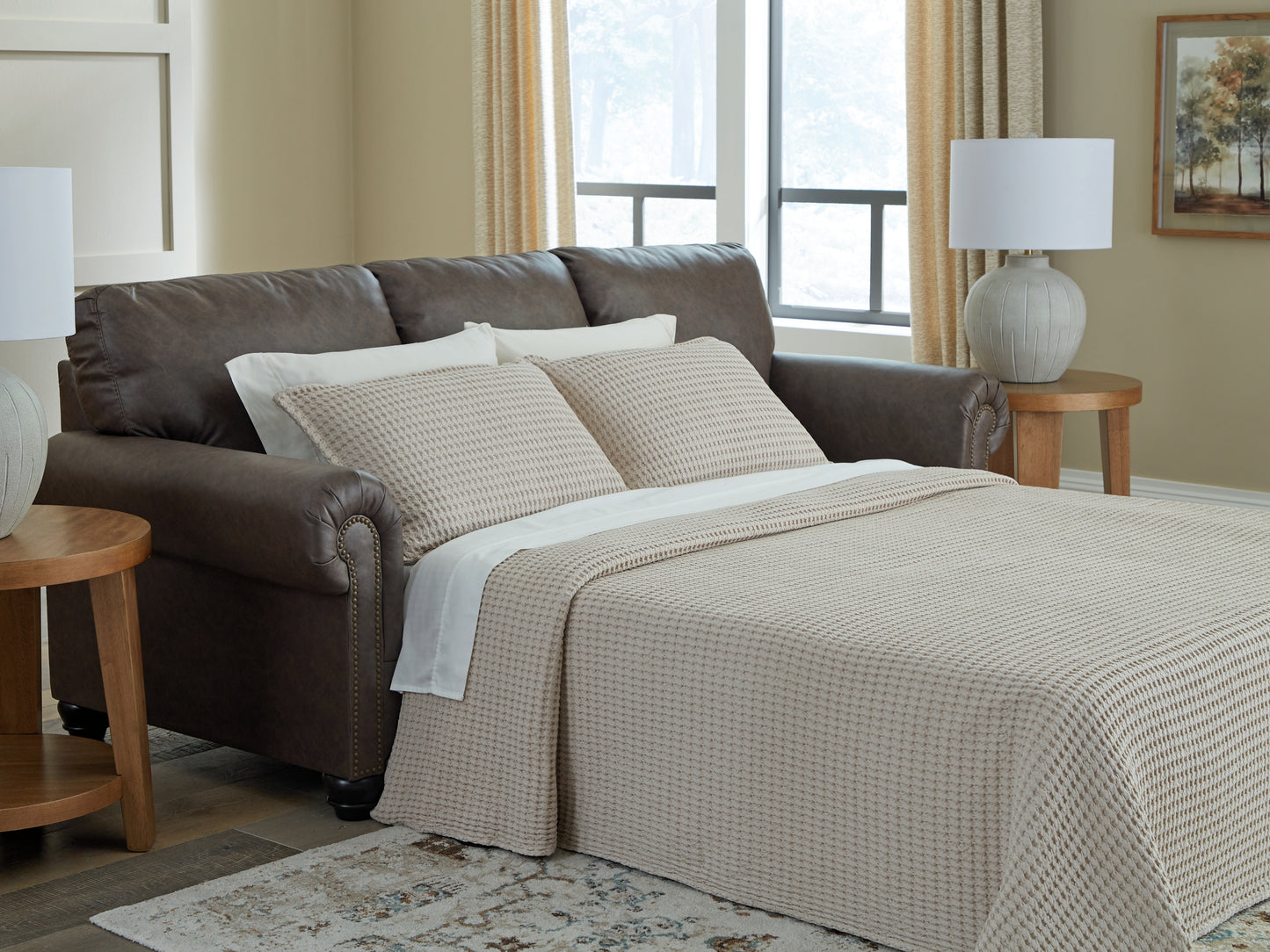 The Furniture Outlets - Ashley Furniture - Roxmere Living Room - Queen Sofa Sleeper / Umber - 5550339