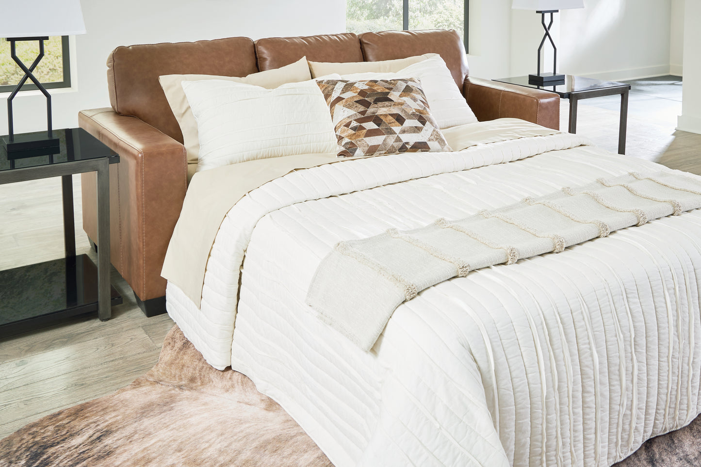 The Furniture Outlets - Ashley Furniture - Bolsena Living Room - Queen Sofa Sleeper / Caramel - 5560339