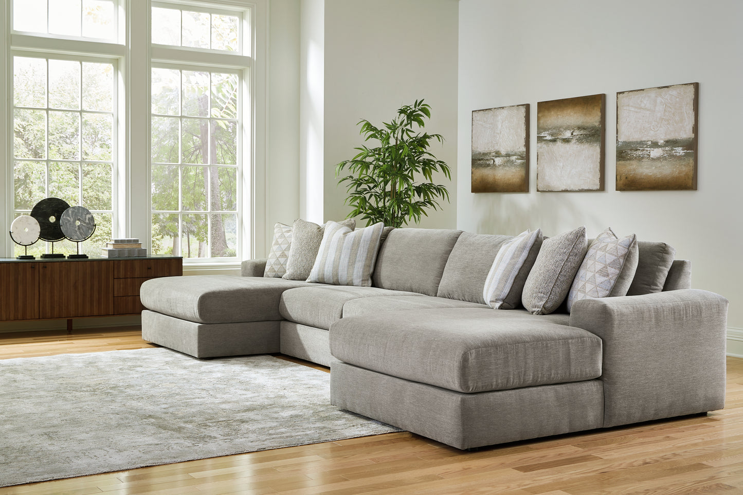 The Furniture Outlets - Ashley Furniture - Avaliyah Sectional - RAF 4-Piece Double Chaise Sectional / Ash - 58103S11