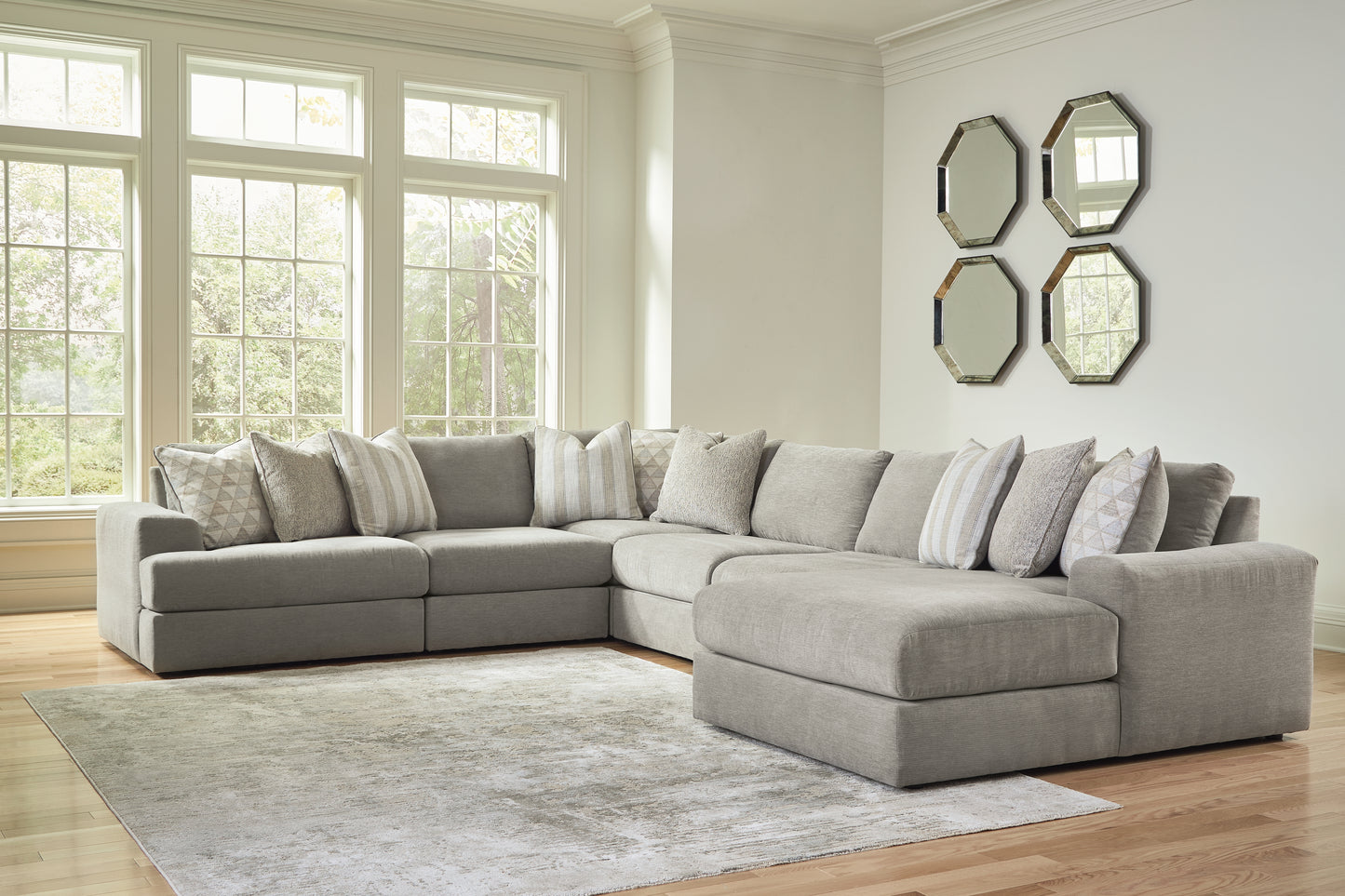 The Furniture Outlets - Ashley Furniture - Avaliyah Sectional - RAF 6-Piece Sectional with Chaise / Ash - 58103S12