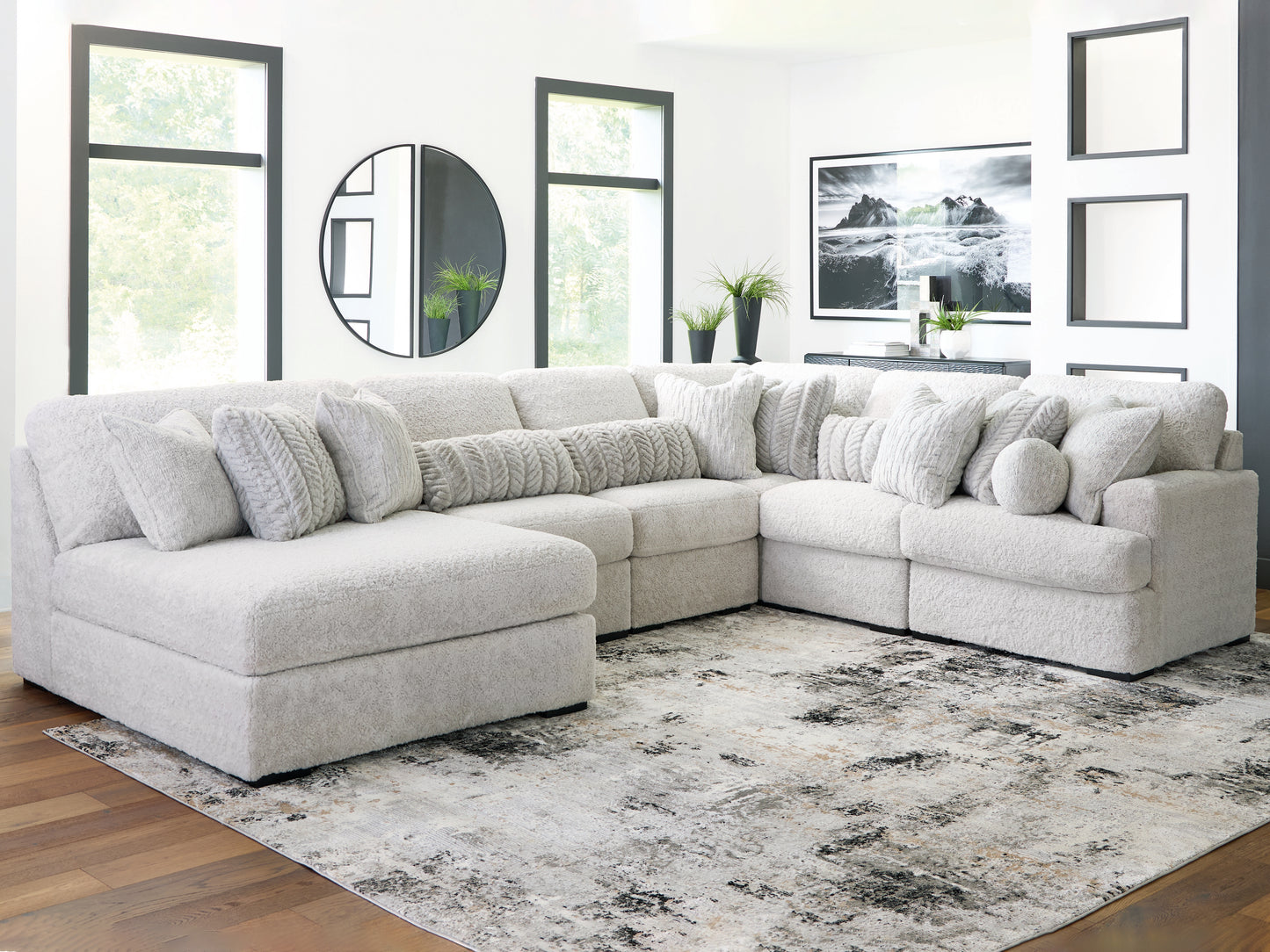 The Furniture Outlets - Ashley Furniture - Cuddle Plush Sectional - 6-Piece Sectional with Chaise / Arctic - PC59106S8