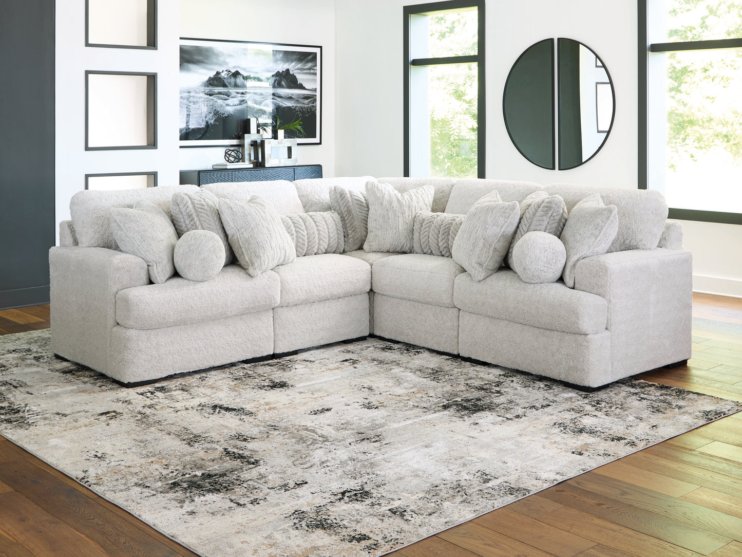 The Furniture Outlets - Ashley Furniture - Cuddle Plush Sectional - RAF 5-Piece Sectional / Arctic - PC59106S2