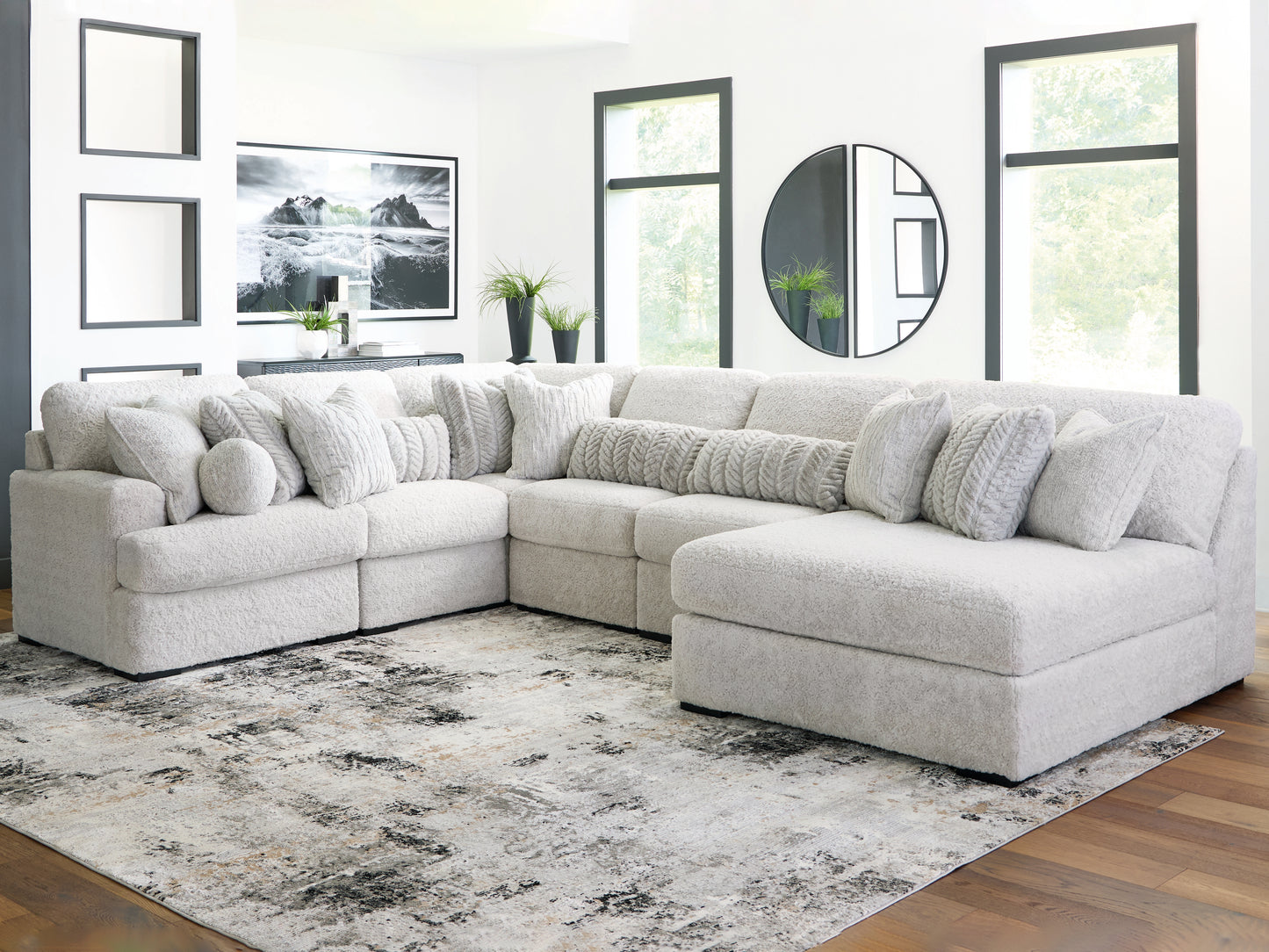 The Furniture Outlets - Ashley Furniture - Cuddle Plush Sectional - RAF 6-Piece Sectional with Chaise / Arctic - PC59106S3