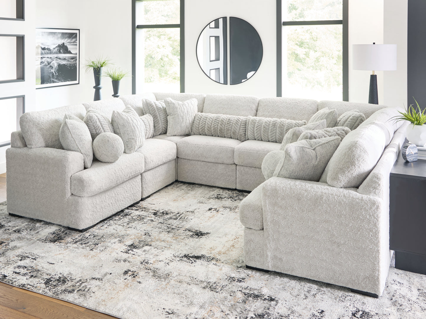 The Furniture Outlets - Ashley Furniture - Cuddle Plush Sectional - RAF 8-Piece Sectional / Arctic - PC59106S6