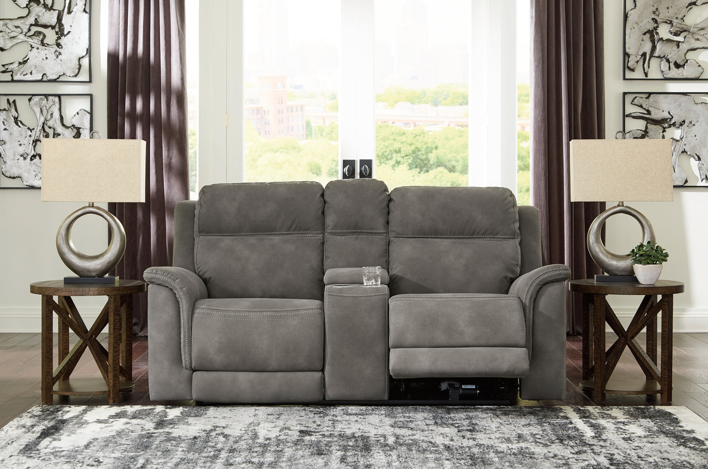 The Furniture Outlets - Ashley Furniture - Next-Gen DuraPella Living Room - PWR REC Loveseat/CON/ADJ HDRST / Slate - 5930118