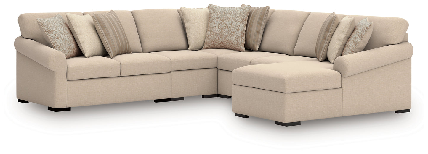 The Furniture Outlets - Ashley Furniture - LadyMae Sectional - RAF 5-Piece Sectional with Chaise / Twill - 59404S4