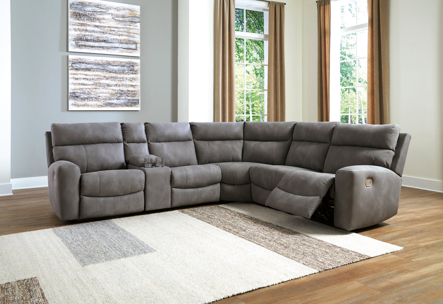 The Furniture Outlets - Ashley Furniture - Next-Gen DuraPella Sectional - 6-Piece Power Reclining Sectional / Slate - 61003S7