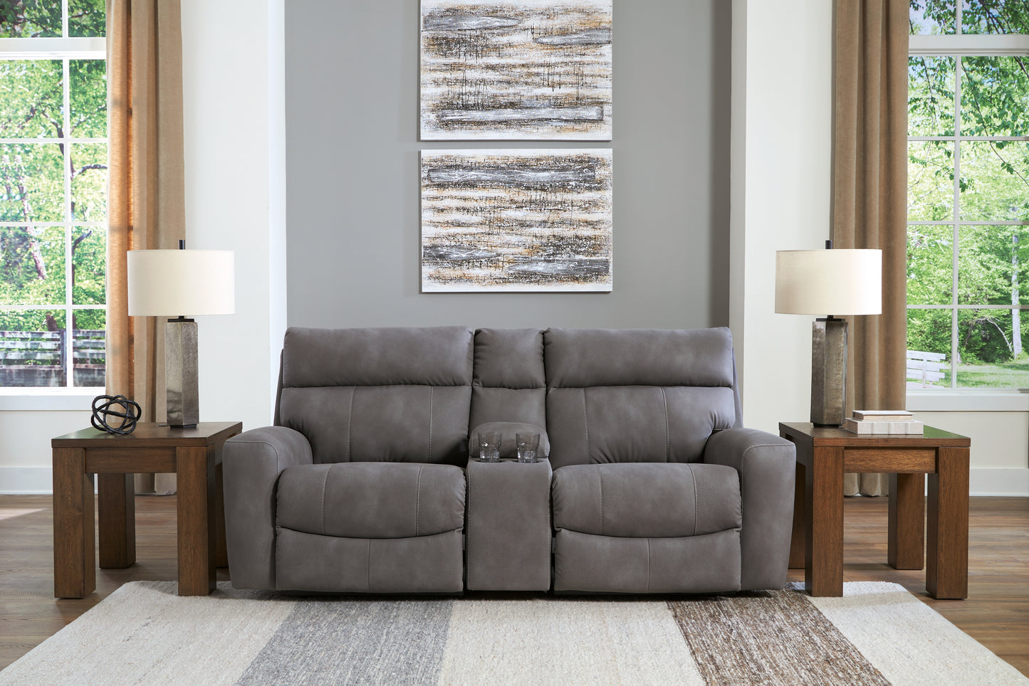 The Furniture Outlets - Ashley Furniture - Next-Gen DuraPella Sectional - 3-Piece Power Reclining Sectional Loveseat with Console / Slate - 61003S3