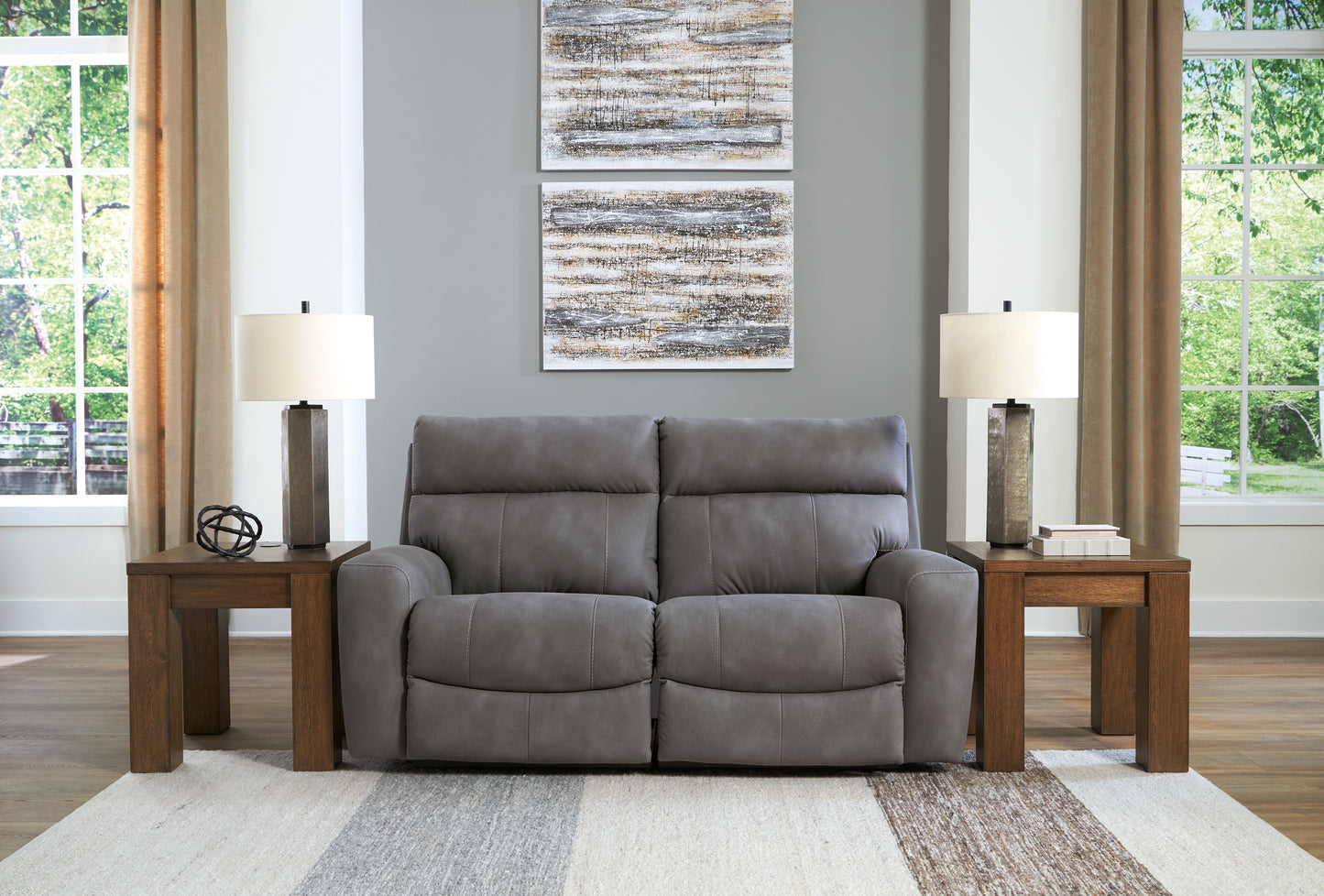 The Furniture Outlets - Ashley Furniture - Next-Gen DuraPella Sectional - 2-Piece Power Reclining Sectional Loveseat / Slate - 61003S1