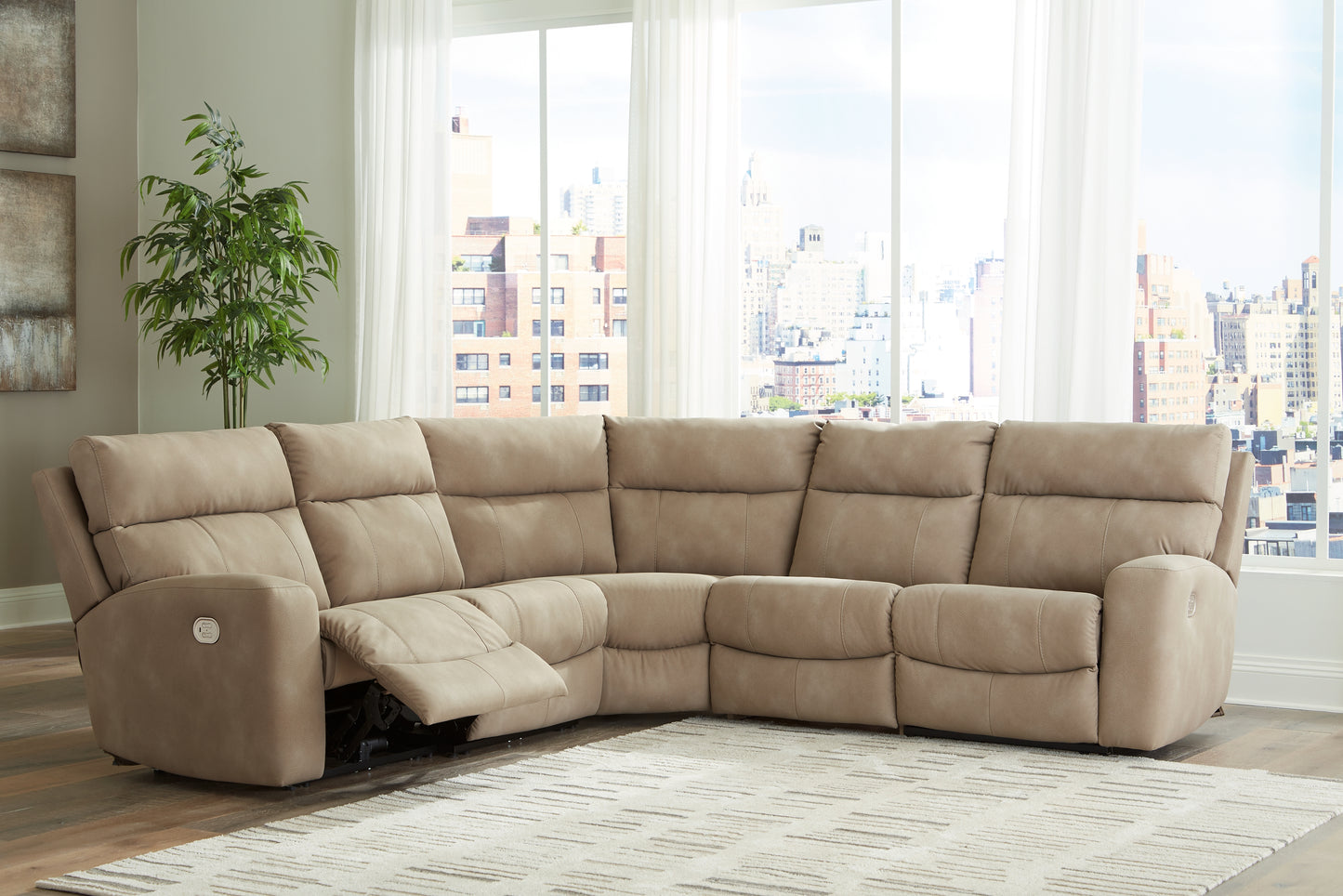 The Furniture Outlets - Ashley Furniture - Next-Gen DuraPella Sectional - 5-Piece Power Reclining Sectional / Sand - 61004S6