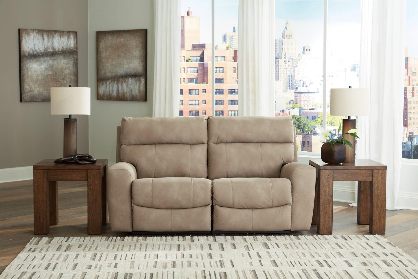The Furniture Outlets - Ashley Furniture - Next-Gen DuraPella Sectional - 2-Piece Power Reclining Sectional Loveseat / Sand - 61004S1