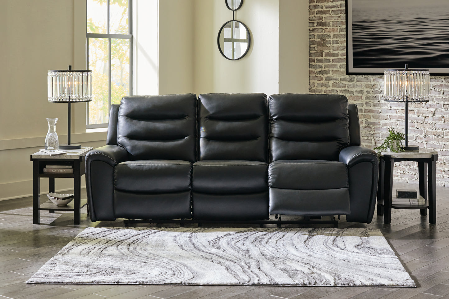 The Furniture Outlets - Ashley Furniture - Warlin Living Room - PWR REC Sofa with ADJ Headrest / Black - 6110515