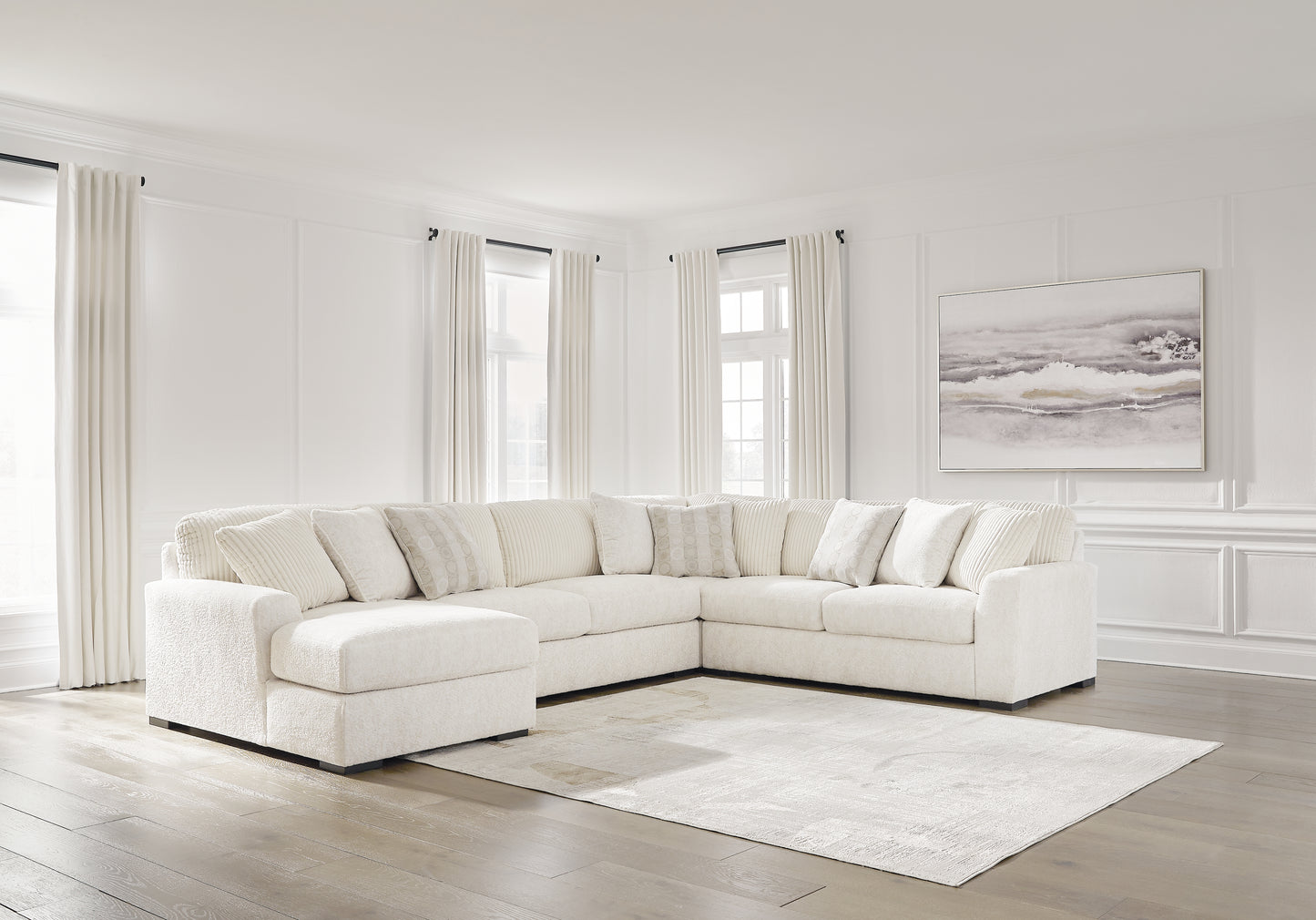 The Furniture Outlets - Ashley Furniture - Chessington Sectional - RAF 4-Piece Sectional with Chaise / Ivory - 61904S3