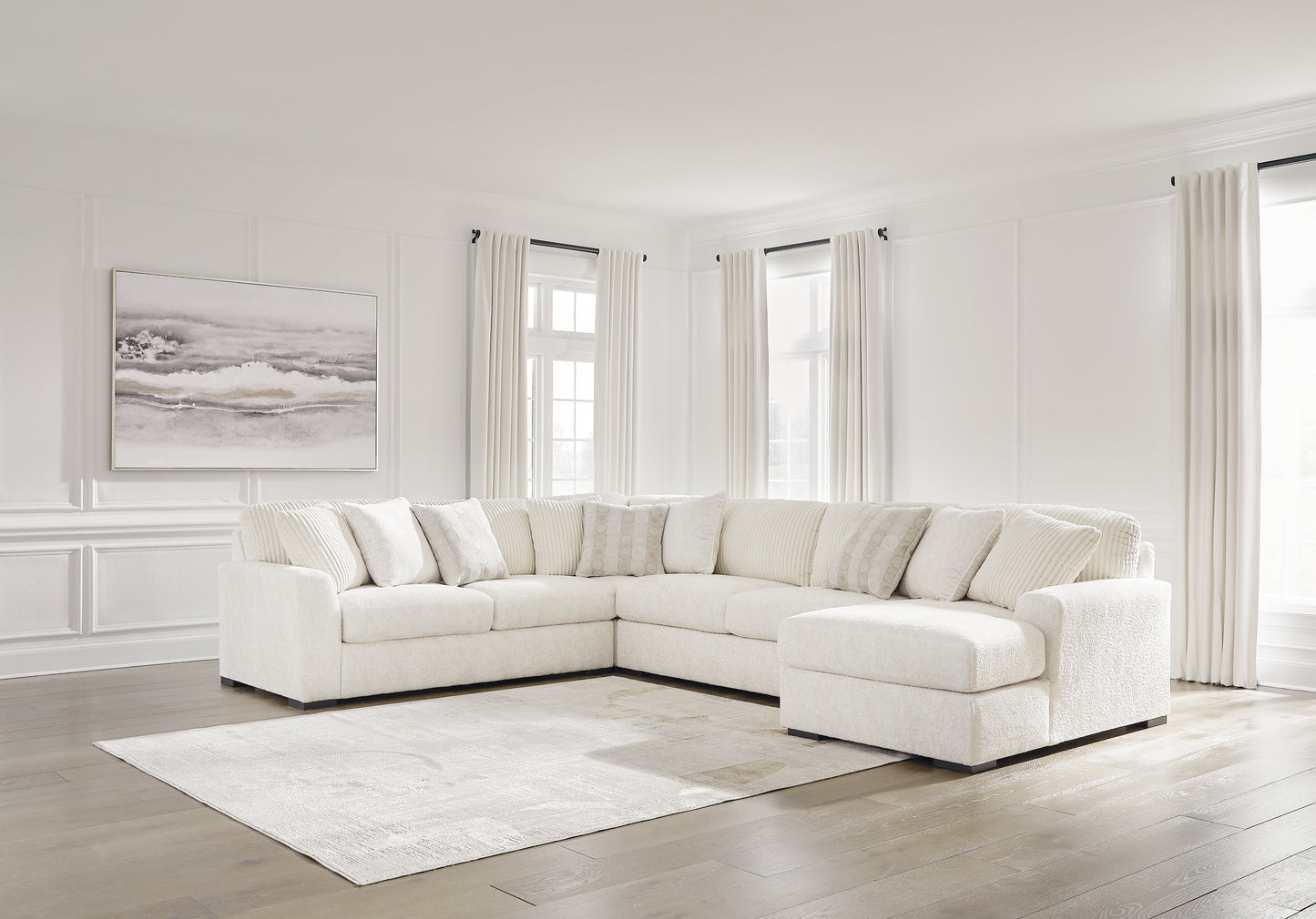 The Furniture Outlets - Ashley Furniture - Chessington Sectional - LAF 4-Piece Sectional with Chaise / Ivory - 61904S4