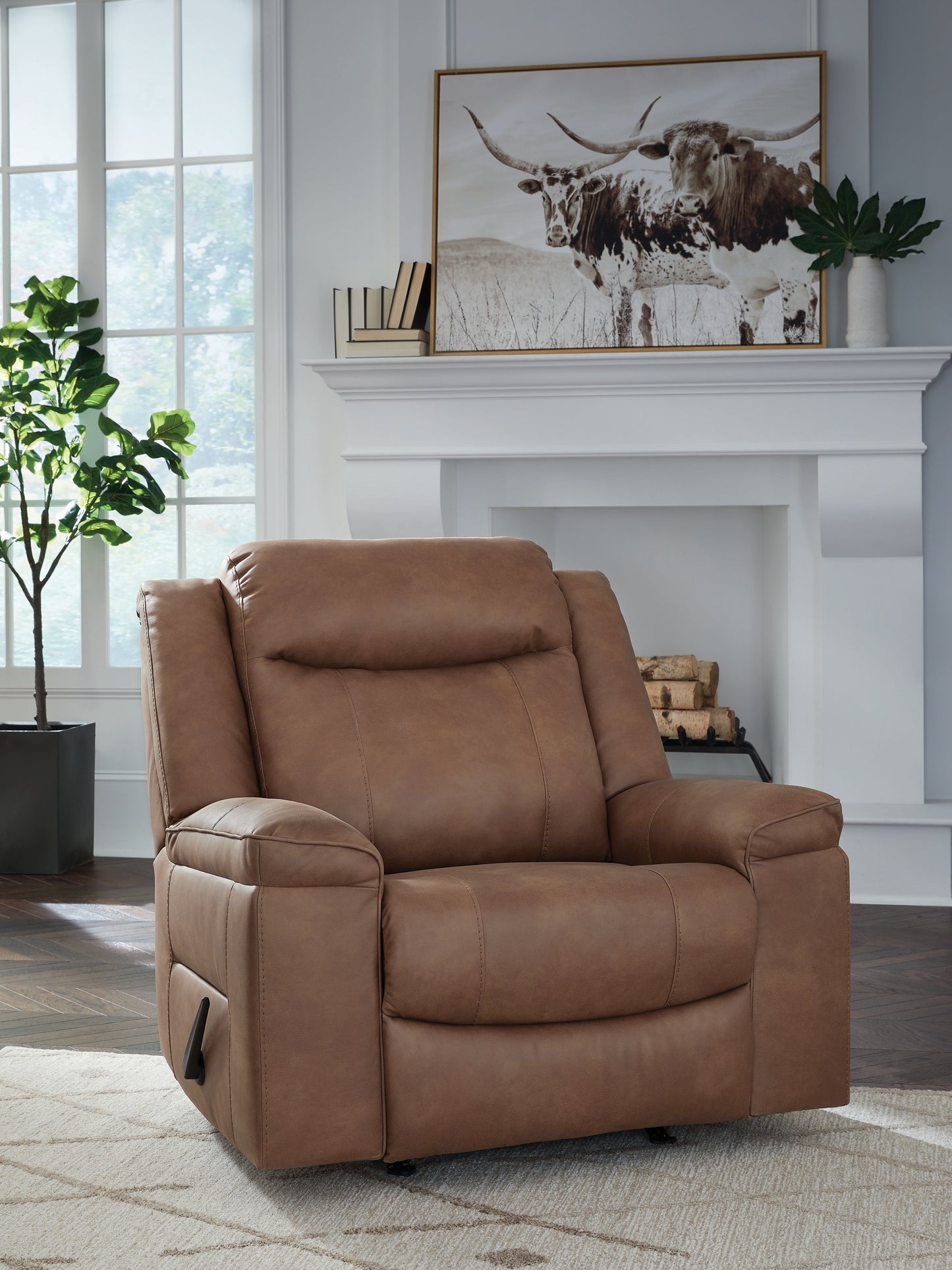 The Furniture Outlets - Ashley Furniture - Status Check Living Room - Rocker Recliner / Caramel - PC6530825