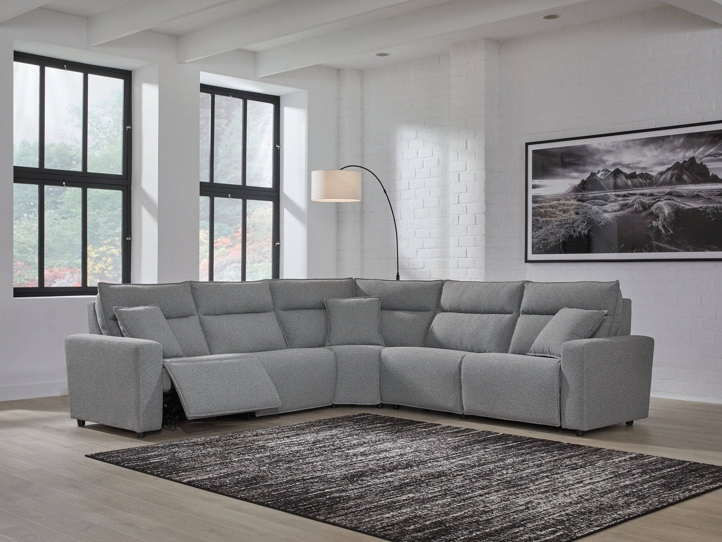 The Furniture Outlets - Ashley Furniture - ModMax II Sectional - 5-Piece Power Reclining Sectional / Salt and Pepper - 65906S8