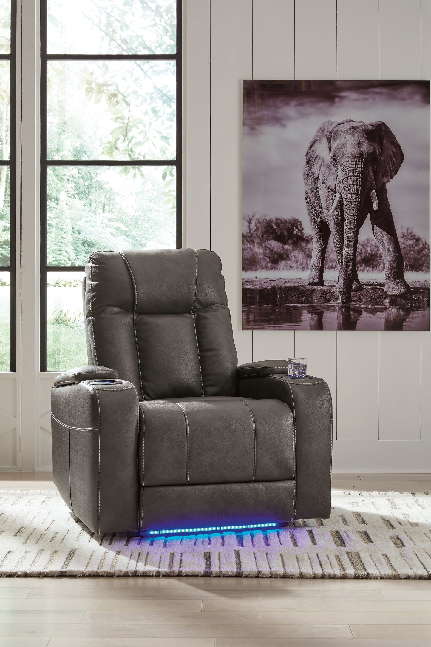 The Furniture Outlets - Ashley Furniture - Feazada Living Room - PWR Recliner/ADJ Headrest / Shadow - 6620513