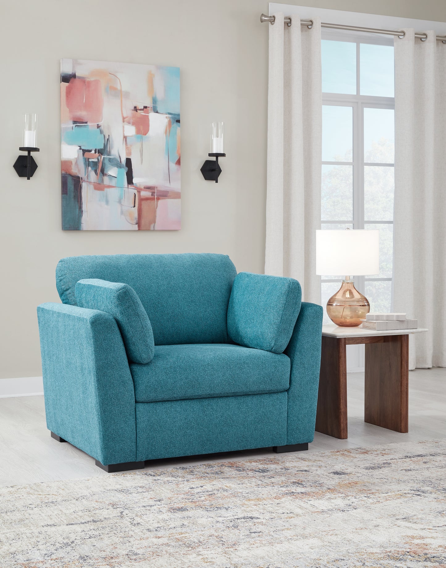 The Furniture Outlets - Ashley Furniture - Keerwick Living Room - Chair and a Half / Teal - 6750723
