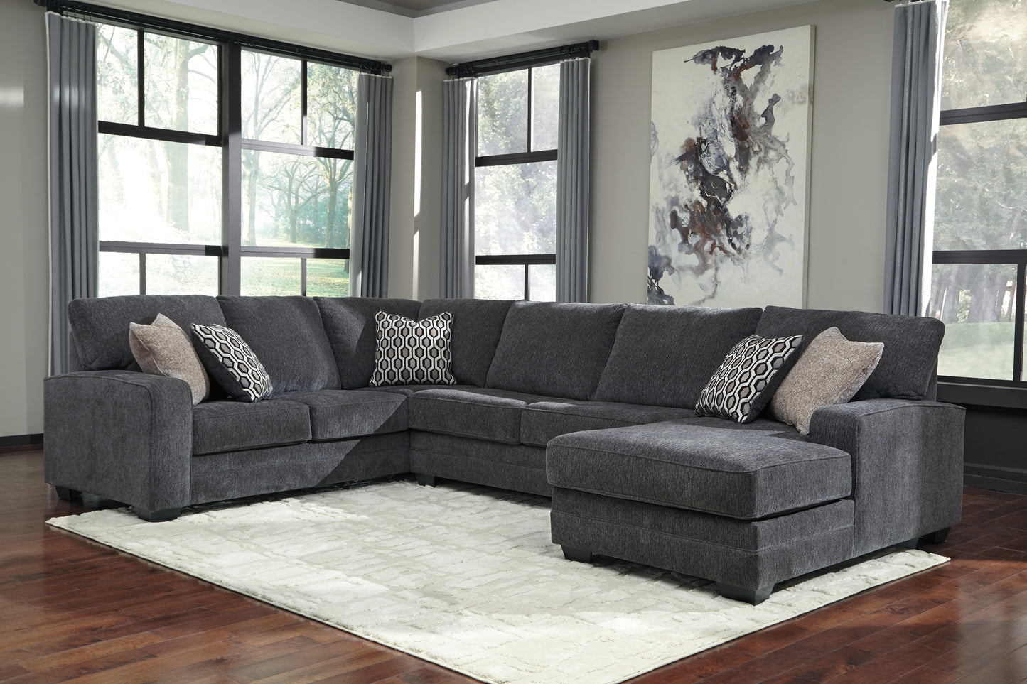 The Furniture Outlets - Ashley Furniture - Tracling Sectional - LAF 3-Piece Sectional with Chaise / Slate - 72600S2