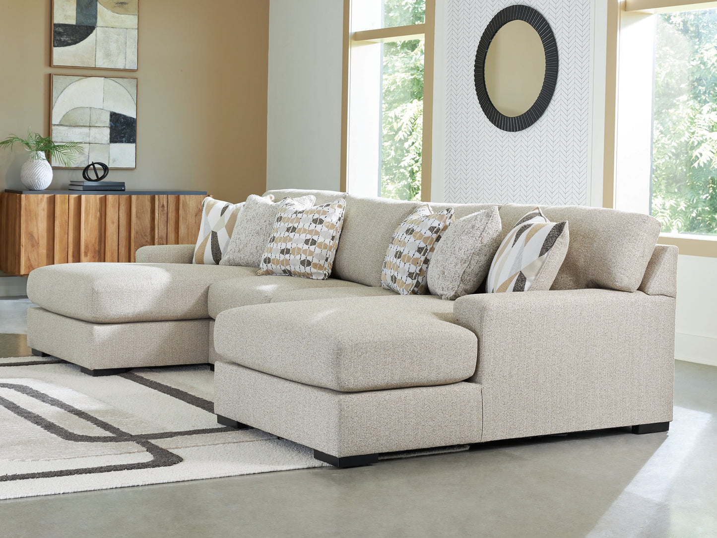 The Furniture Outlets - Ashley Furniture - Laurelgrove Sectional - RAF 3-Piece Double Chaise Sectional / Pebble - 75105S7
