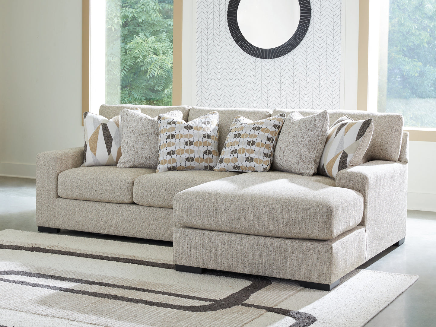 The Furniture Outlets - Ashley Furniture - Laurelgrove Sectional - RAF 2-Piece Sectional Sofa Chaise / Pebble - 75105S3