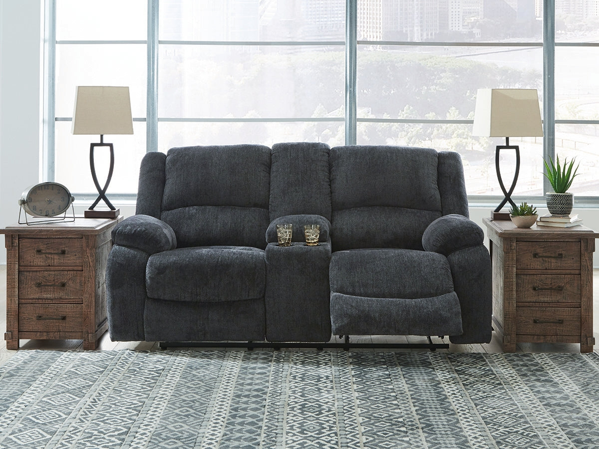 The Furniture Outlets - Ashley Furniture - Draycoll Living Room - DBL Rec Loveseat w/Console / Slate - 7650494