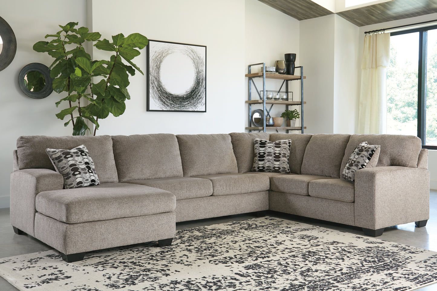 The Furniture Outlets - Ashley Furniture - Ballinasloe Sectional - RAF 3-Piece Sectional with Chaise / Platinum - 80702S1