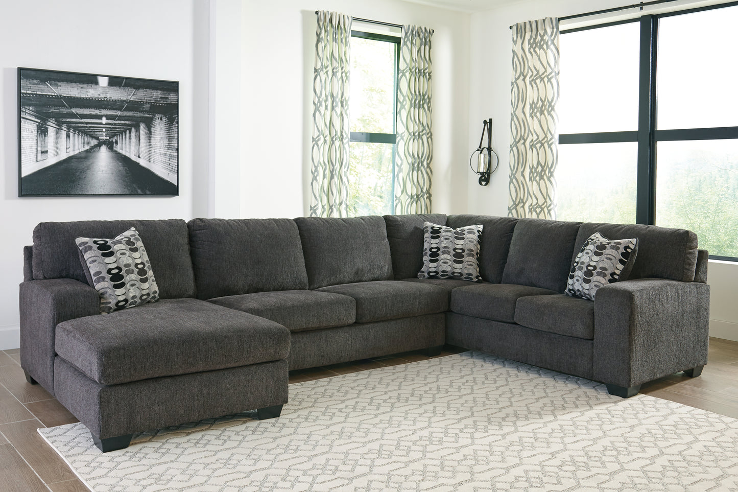 The Furniture Outlets - Ashley Furniture - Ballinasloe Sectional - RAF 3-Piece Sectional with Chaise / Platinum - 80702S1